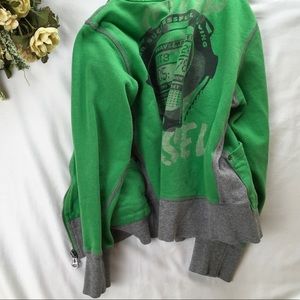 Diesel Vintage Green Zipper Hoodie Jacket for Boy